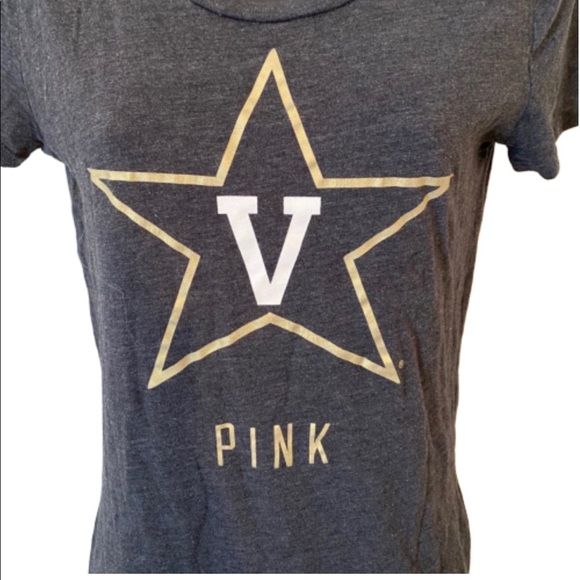 PINK Victoria's Secret Women's Grey Shirt Gold Star Size Small - Picture 3 of 4